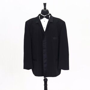 Pierre Cardin 52R Black Solid 4-Button Blazer Unique Tuxedo Jacket T127